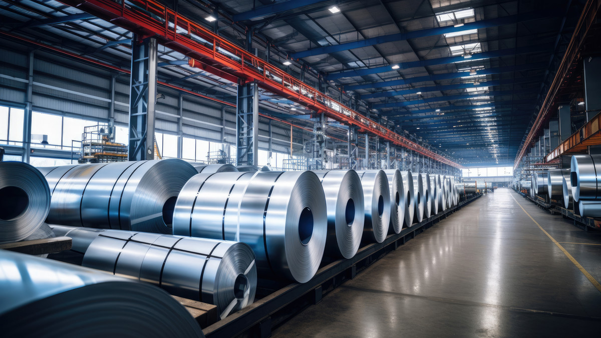 Karriere in der Metallindustrie Metall-Zwischenprodukte lagern in großer Halle